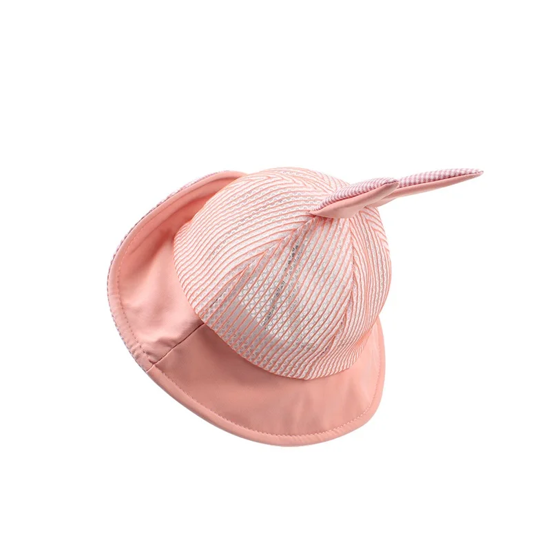 Mesh Bunny Baby Hat Breathable Soft Kids Hat Boys Girls Summer Sun Cap Wide Brim Lace Up Baby Hat With Ears Baby Girls Clothing (6)