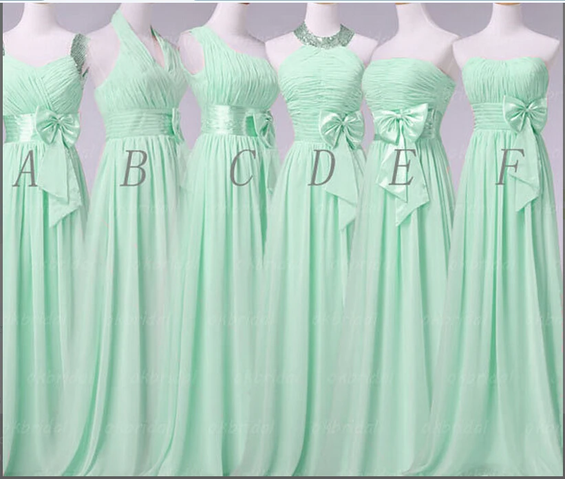 Online Get Green For Weddings Aliexpress 2017 Hot Summer Mint Green Long Bow Bridesmaid Satin Sasheds Chiffon Wedding Party Dress Pleated