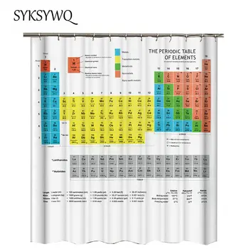 

Shower Curtain Periodic Table Of The Elements White Yellow Blue Bathroom Curtain Tabla Periodica Quimica Fabric Waterproof
