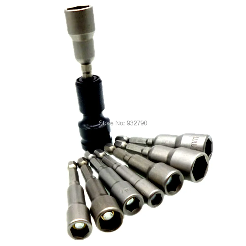 8pcs 6mm-13mm Screwdriver Socket Magnetic Nut Driver Adapter Drill Bit