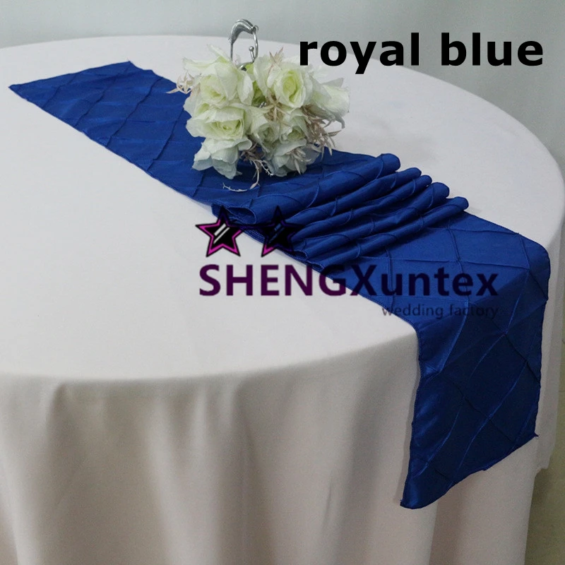 Wholesale Price Royal Blue Color Pintuck Taffeta Table Runnerin Table
