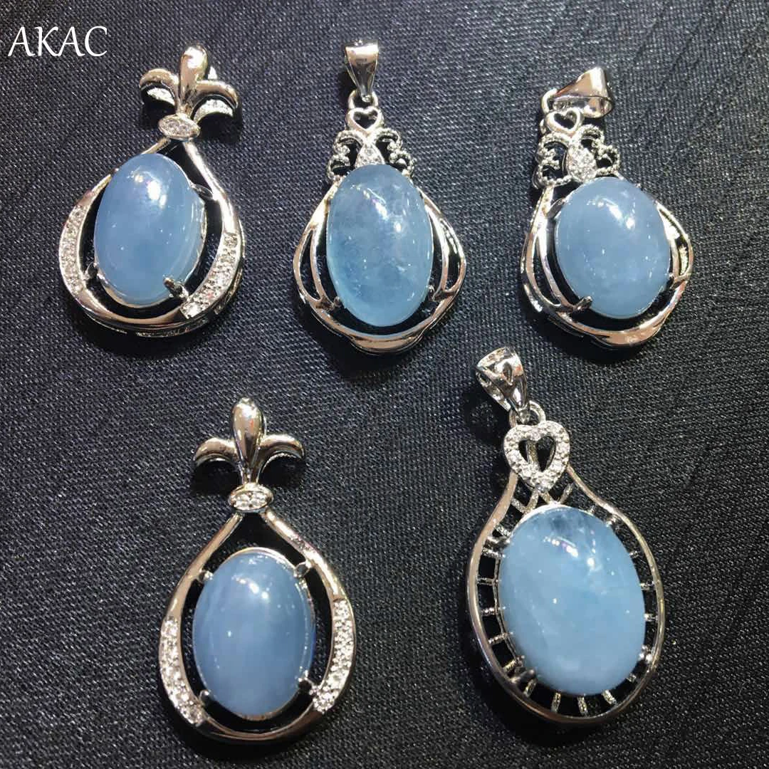 

AKAC approx10-11*15-18mm natural aquamarine white copper pendant charms for jewelry making design send randomly