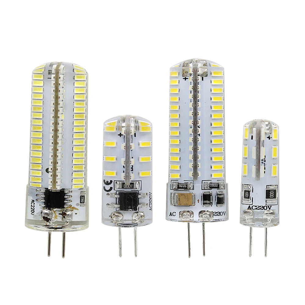 G4 Светодиодный лампа 1 Вт 2 Вт 3 Вт, работающего на постоянном токе 12 В в AC 110V 220V 3014 SMD с украшением в виде кристаллов светильник Точечный светильник люстра в форме свечи 24 32 48 64 104 152 светодиодный s лампа