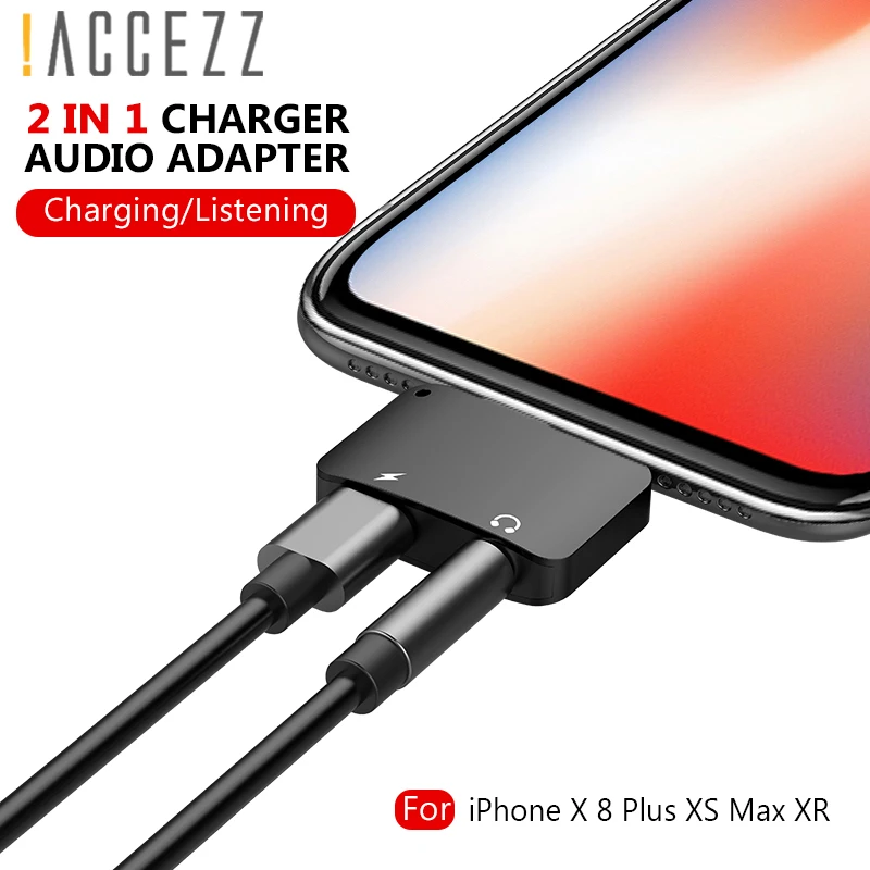 

Mini 2 IN 1 Lighting Listen Charging 3.5mm Headphone Jack Adapter for Iphone X 8 Plus XS XR MAX AUX Audio Splitter Converter