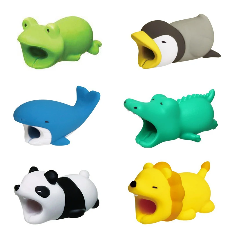 

Dropship Cute Animal Cable Protector For Iphone Cable Padan Bite Lion Doll Model Toy With Blister Card Package USB Protection