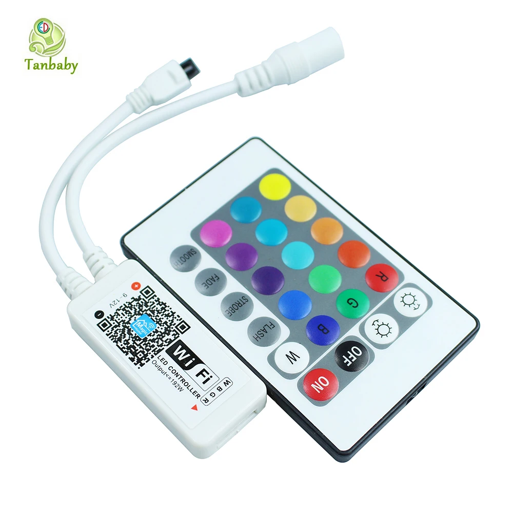 

Tanbaby DC9-12V Mini Wifi LED Controller RGB RGBW control dimmer with 24 Key Remote controller for RGB / RGBW LED Strip