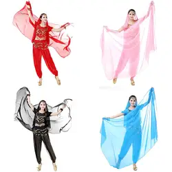 Производительность искусственный-шелк живота Танцы Опора шарф легкая текстура полукруг шифоновые платки Для женщин танец живота вуаль