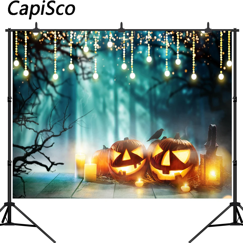

Capisco vinyl Halloween Party Photography Background Pumpkin candle Night Children newborn baby backdrop photo studio