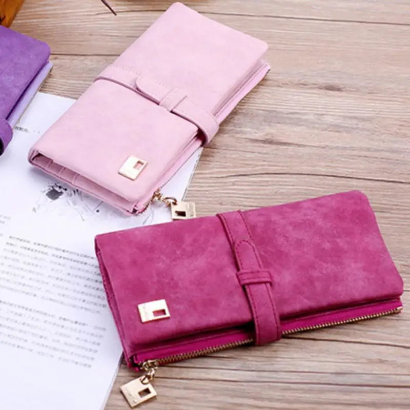 

New Women Wallet Hasp Suede Card Holder Dull Polished Purse Long Large Capacity Ladies Wallet