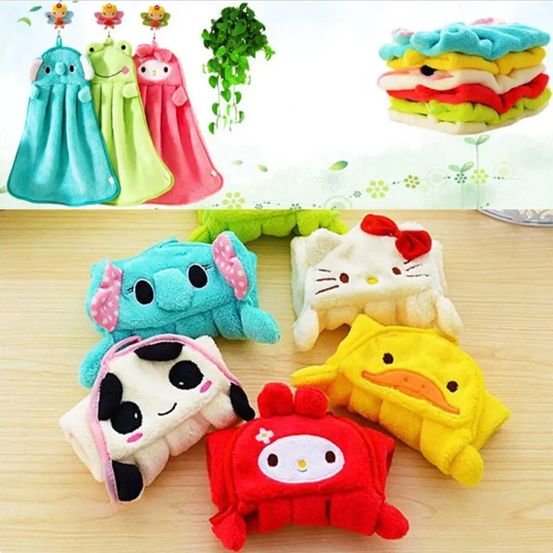 Baby Nursery Hand Towel Super Soft Flannel Kids Hand Towel Colorful Cute Cartoon Hanging Hand