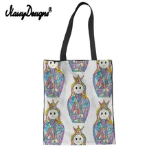 Для женщин леди шоппинг Матрешка кукла холст сумки многоразовые хлопок продуктовые сумки кошелек эко складная тележка русская кукла