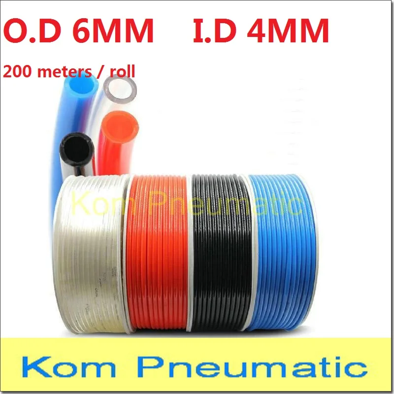 

200m/roll PU Tube OD 6MM ID 4MM High Quality Pneumatic Air Hose Plastic Flexible Pipe PU 6*4 6x4 mm Polyurethane Tubing Piping