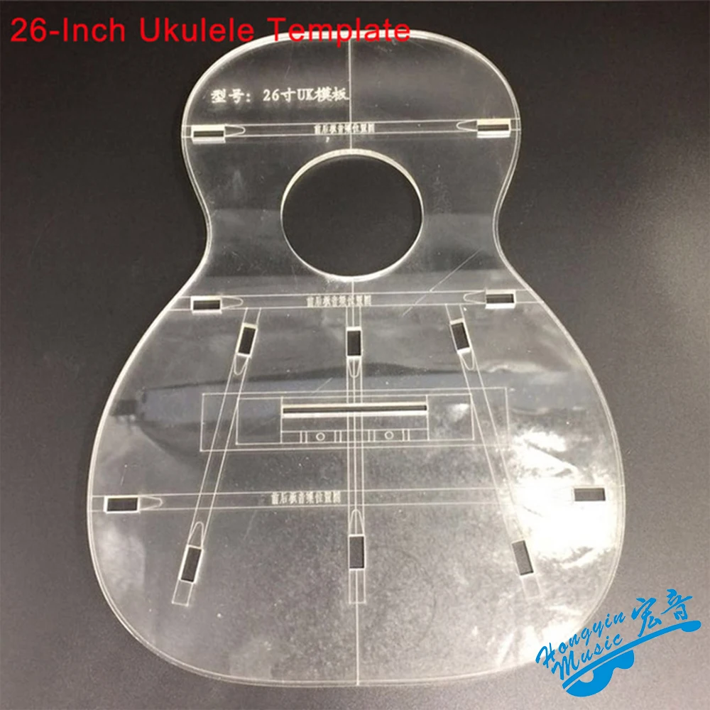 

26Inch Ukulele Transparent Acrylic Template Small Four-String Guitar Making Molds Appearance Sound Hole Sound Beam Location Map