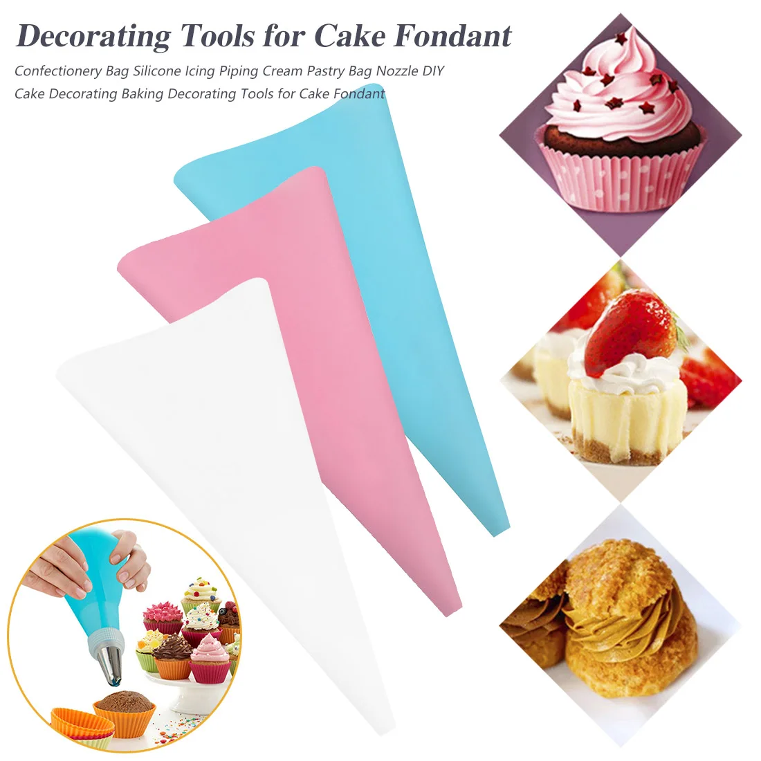 

Cake Cupcake Decorating Tools 4 Sizes Piping Bag Pastry Bag Icing Piping Bags Cake Tools Silicone Icing Piping Cream Pastry Bag