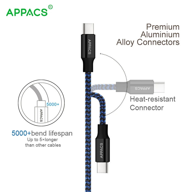 APPACS 1 м 2 м 2.4A type-C USB кабель Быстрая зарядка данных для MacBook/Xiaomi 4C/Letv/huawei/Nexus 5X/OnePlus 2 usb3.0/LG