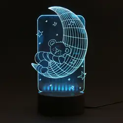 Творческий 3D эффект свет оставляет луна сердце на день рождения USB LED лампа ночь flash праздника Рождество Атмосфера свет подарок