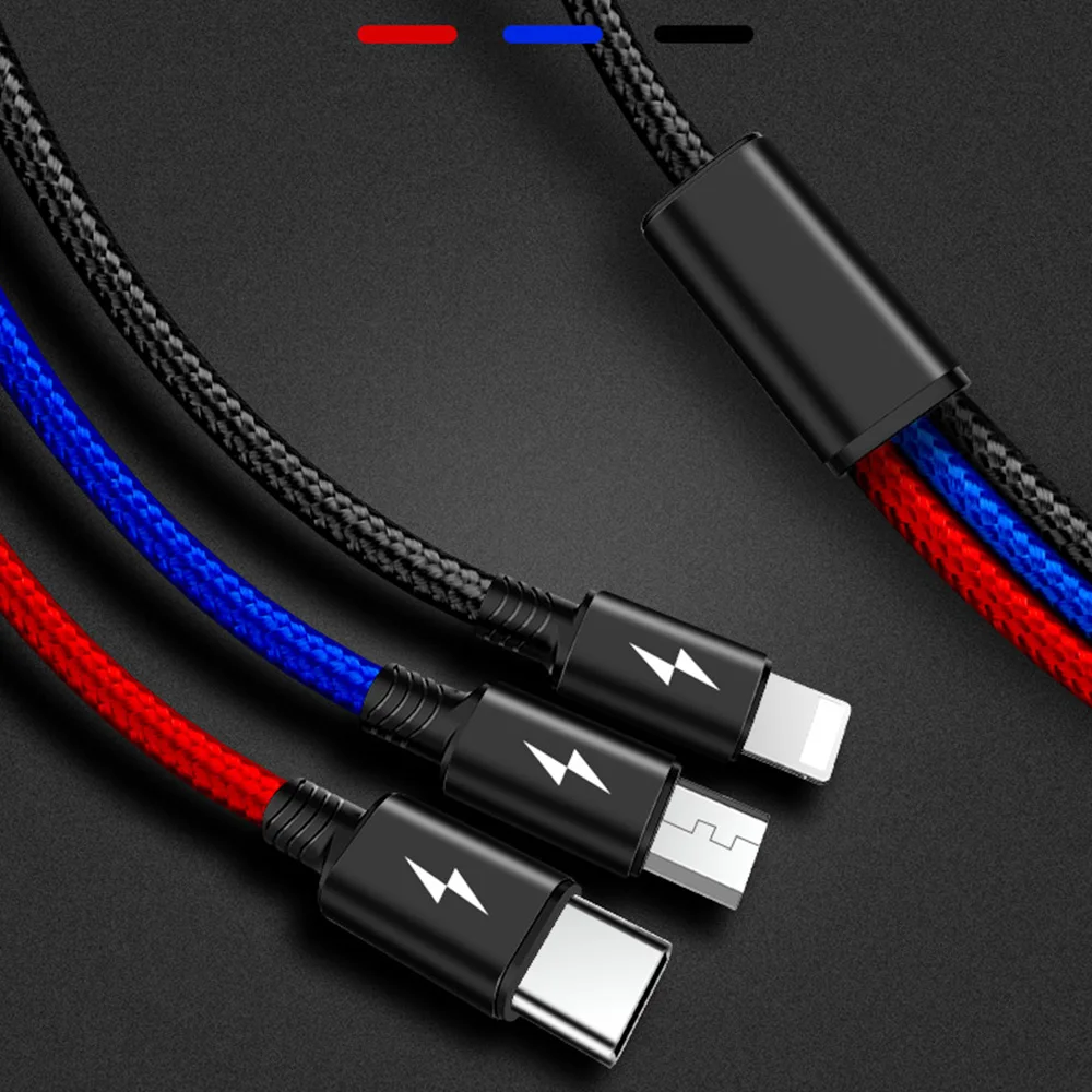 Rovtop 3 в 1 USB кабель несколько устройств телефон разъем зарядное устройство Шнур с Micro usb type C совместим с сотовые телефоны, планшеты