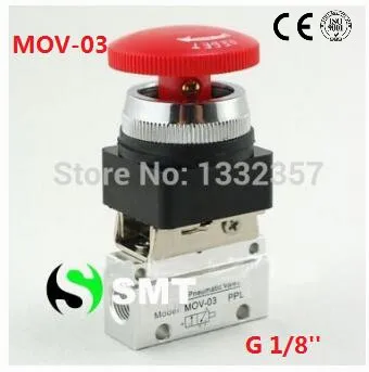 

Pneumatic MOV-03 1/8" Inch Push Button Switch Mechanical Valve,2 Position 3 Way Hand Control Air Valve