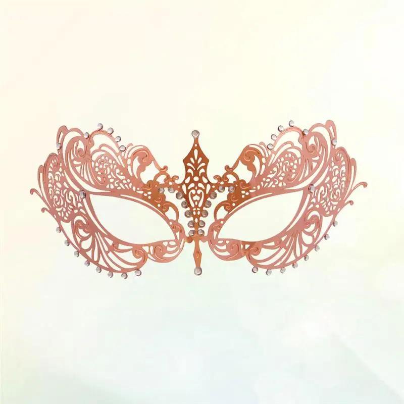 1 шт. маска высокого качества половина лица розовое золото металлическая инкрустированная дрель фото реквизит маски предметы для вечеринок для Хэллоуина для маскарада, карнавала