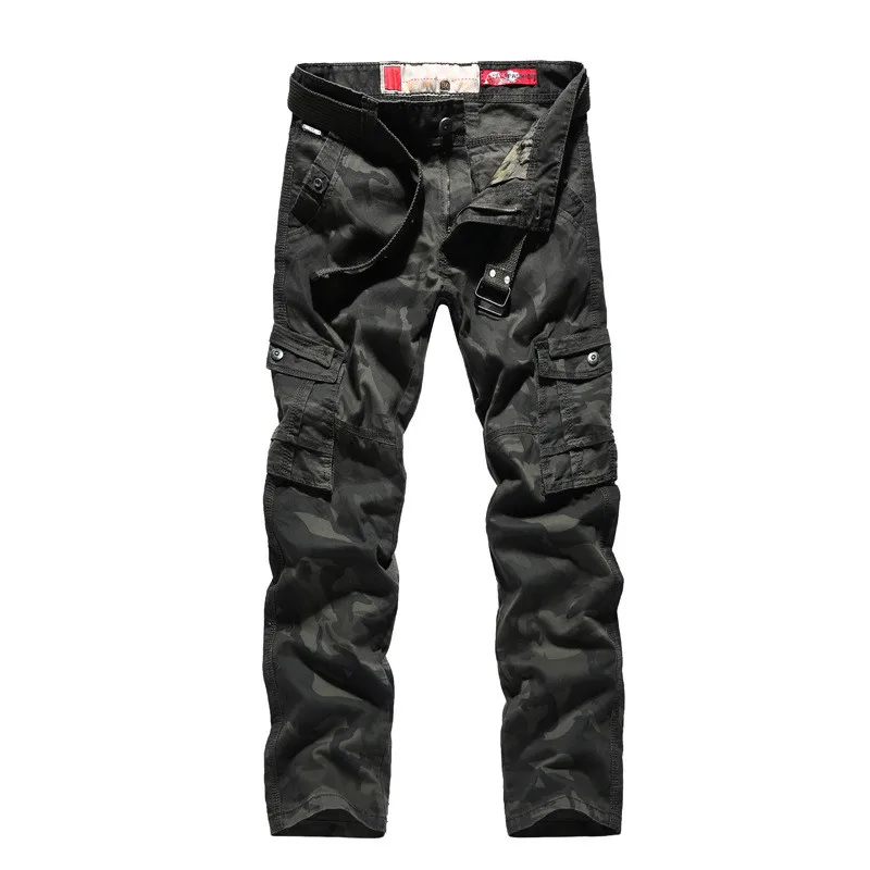 Billig 2018 neue Männer Cargo Pants armee große taschen dekoration mens Casual hosen männlichen herbst armee Camouflage hose plus größe Haben gürtel