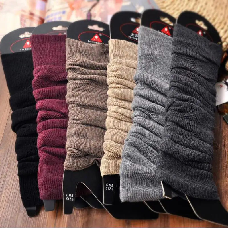 1pair 6 Colors Knitted Women Leg Warmers Long Wool Boot Cuffs Crochet