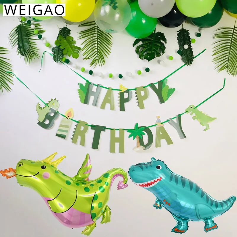 WEIGAO динозавр день рождения Декор Зеленый Динозавр фольгированные гелиевые шары шар динозавр вечерние бумажные баннер Дикие один принадлежности для рождения детей