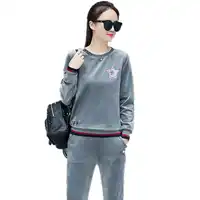 Women's Tracksuits Set Casual Velvet Sport Suit Female Fashion Autumn Outfit two-piece Velour Top and Pants Clothes Suit