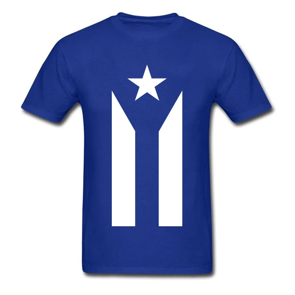 Tees Custom Tops & Tees Summer Dominant Casual Short Sleeve All Cotton Crewneck Men's T-Shirt Casual Free Shipping Puerto Rico Black White Protest Flag blue