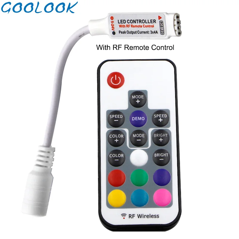 

LED RGB Controler DC 5V 12V 24V 24key 17key RF Wireless Remote Controller With Battery DIY Dynamic For 5050 2835 LED Strip Light