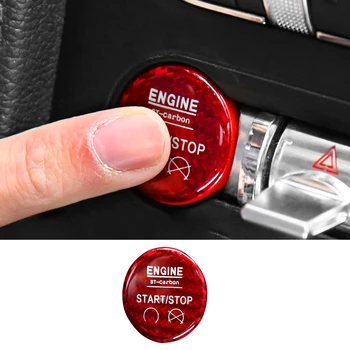 

QHCP Car Engine Start/Stop Carbon Fiber Switch Button Cover Decoration Covers for Ford Mustang 2015+ Free Shipping