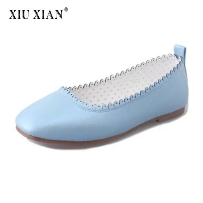 

2018 Spring Summer New Fashion Women Flats PU Leather Shallow Big Size Office Lady Shoe Slip on Comfortable Student Casual Flats