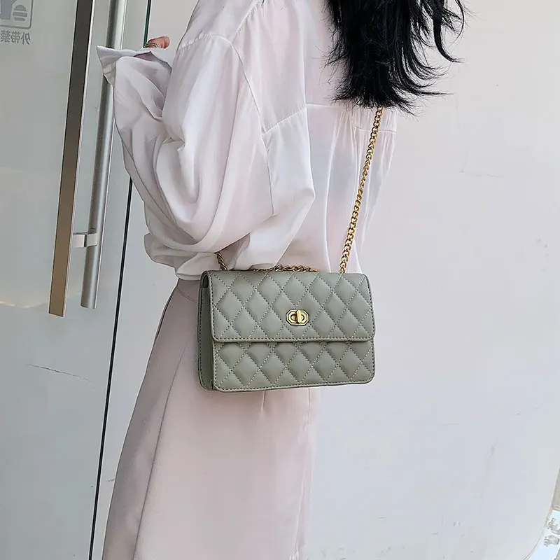 

of Ling Chain Single Shoulder Bag with Ocean Style Bag Girls 2019 Fashionable Embroidery Line and Slanting Square Bag