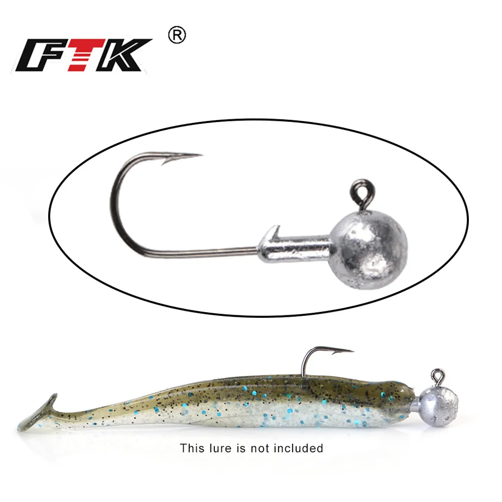 Fishing lure FTK jig head fishing hook for soft shad lure 1.0g/1.5g/2.5g/3.5g/5g/7g/10g/14g/20g strong jigging bait lead lure