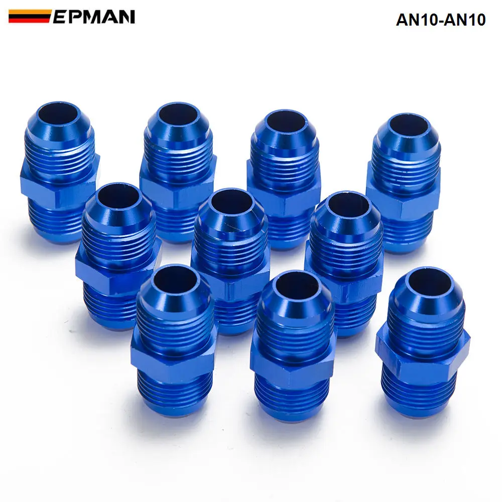 10PCS/LOT Aluminum Straight Fuel Fittings Adaptor Male Blue AN10 AN10
