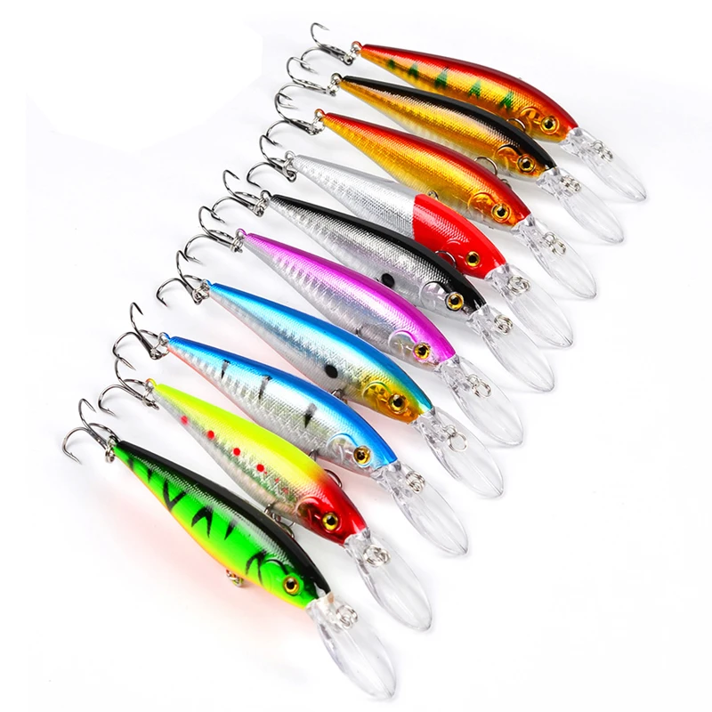 Mixed 10 Colors Minnow Hard Bait Fishing lures 11cm 10.5g Fresh Salt