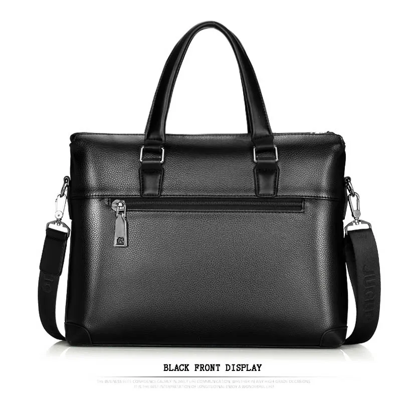 maleta sacoche homme bolso hombre maletin cuero bolsa masculina кожаный портфель для ноутбука, сумка для документов для мужчин - Цвет: BALCK