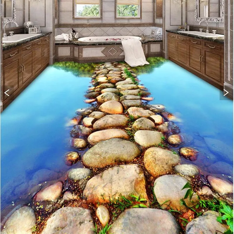 beibehang Floor 3DWallpaper clear river stone Bathroom Floor Mural-3d PVC Wallpaper Self-adhesive Floor painting wall sticker 6packs 1200 sheets transparent sticky notes self adhesive for annotation posted it books clear notepads memo bookmarks pad tabs