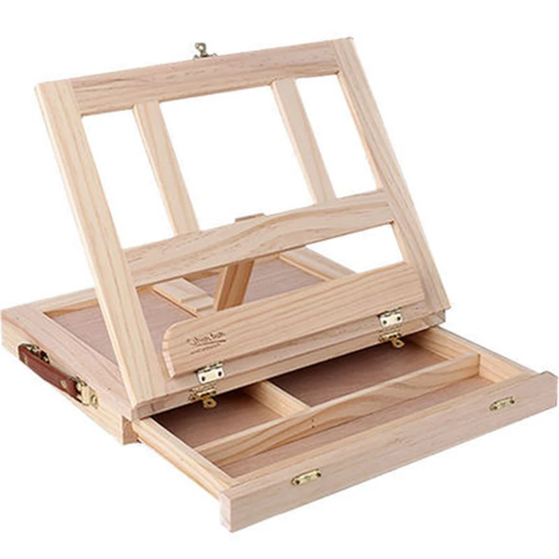 Desktop easel Sketchpad Wooden drawer folding watercolor easel Oil