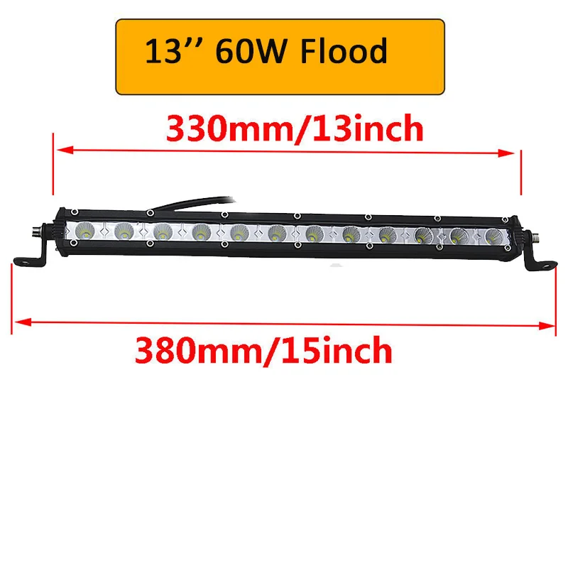 13inch Flood Auxtings тонкий светодиодный светильник Однорядный " 13" 2" 25" 3" 38" дюймов 90 Вт 120 Вт 150 Вт 180 Вт для внедорожника 4X4 внедорожный светодиодный светильник - Цвет: 13inch Flood