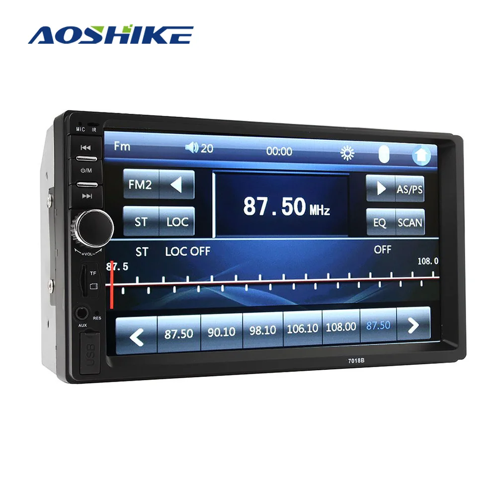 AOSHIKE Car 2 Din MP5 Display HD 7 Inch Touch Screen Dual Ingot Bluetooth FM USB Port TF Card Slot AUX Input View Aduio Radio