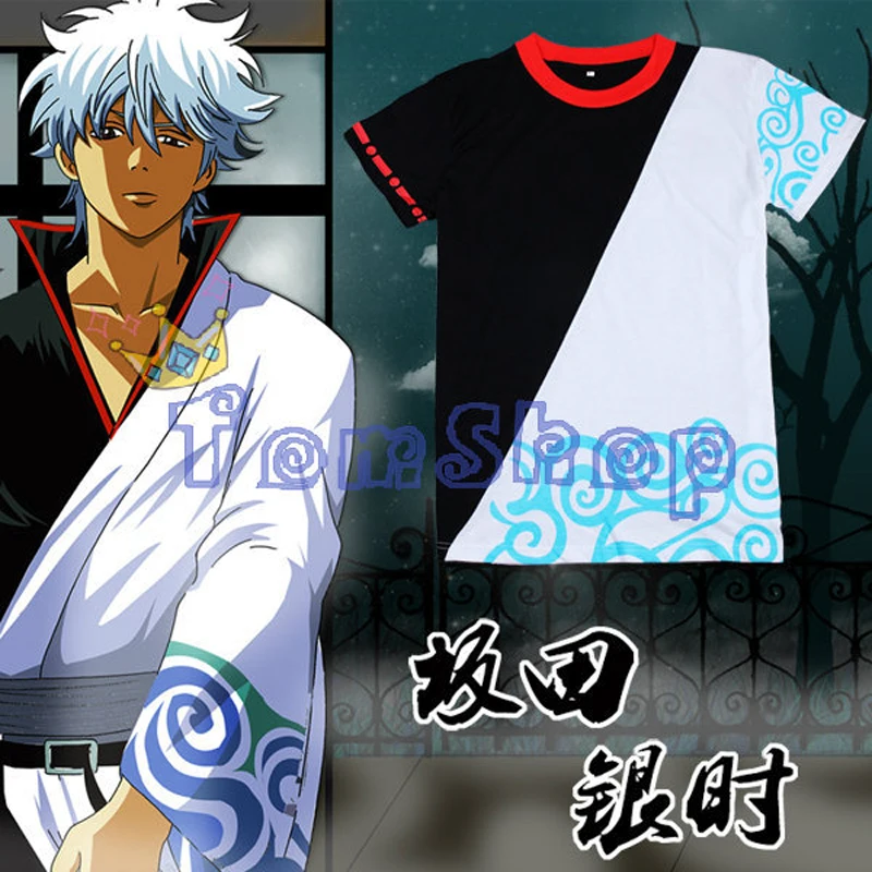 Футболка для косплея аниме Gintama серебристая душа костюм сакаты гинтоки