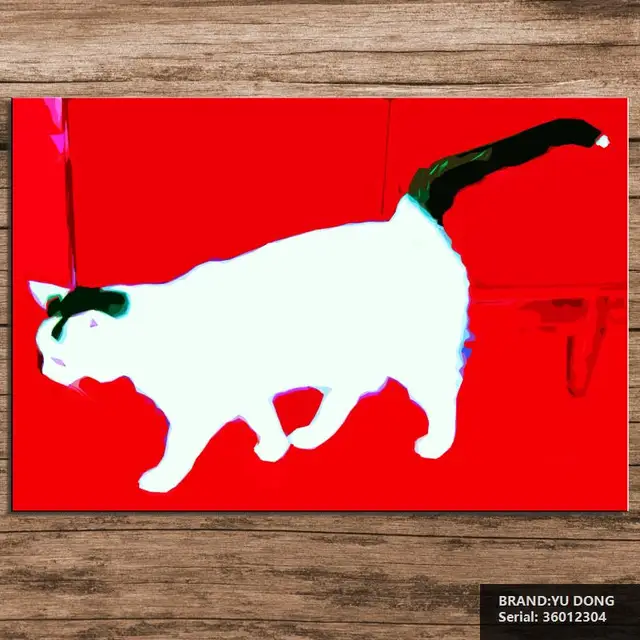 framed modern no abstract canvas art decor oil painting cat pop art