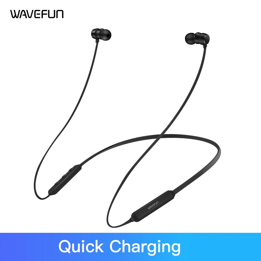 

Wavefun Flex Pro Quick Charging AAC Bluetooth 5.0 Earphone Sport Wireless Headphones Stereo Headset for Xiaomi iPhone with Mic