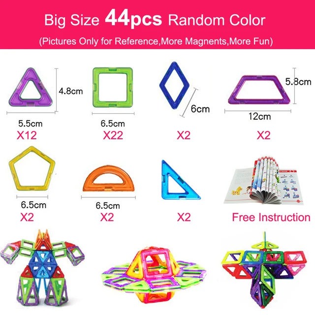 44-157pc Big Size Magnetic Designer Building Blocks 3D Construction Toys Set Enlighten Bricks Magnetic Blocks Toys for Children 2