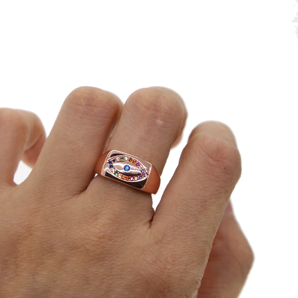 Promotion jewelry Women Geometric Anillos Top Quality rose Gold Color Turkish Evil Eye Fashion Delicate Stunning Simple Ring