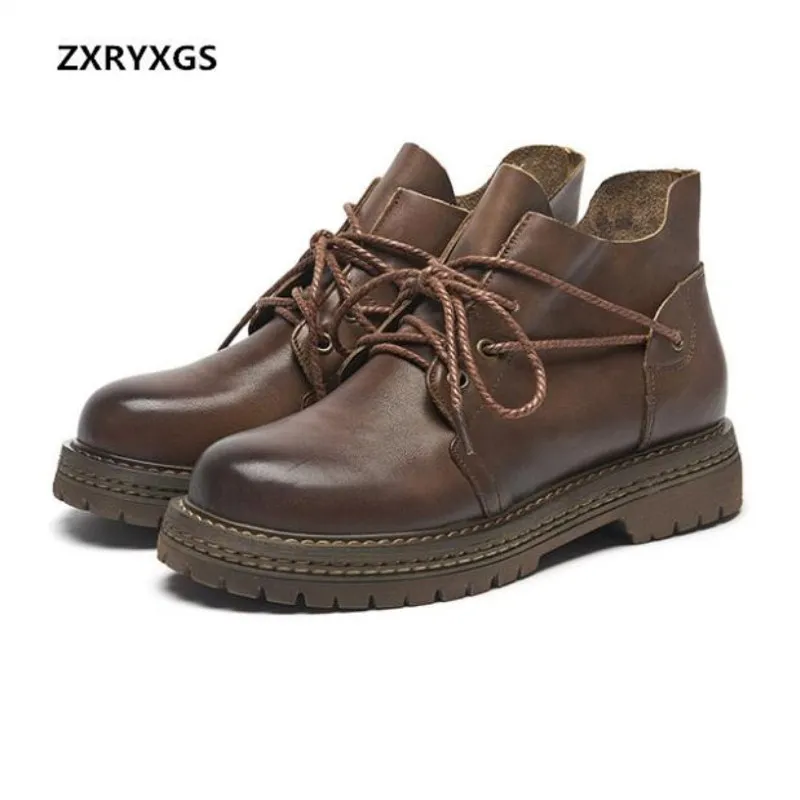 

2018 Newest Autumn Martin Boots Retro Casual Fashion Shoes Wild Handmade High Quality Cowhide Leather Boots Women Shoes Boots
