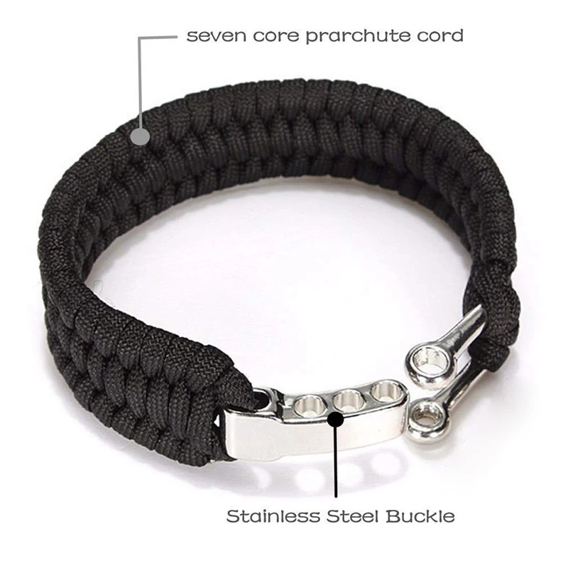 التخييم حبل 7 تقف سوار Paracord EDC بقاء مضفر أدوات إنقاذ في الهواء الطلق المشي أساور المظلة الحبل مشبك