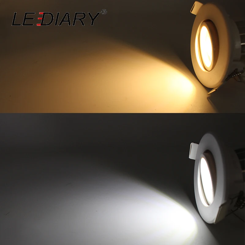 Светодиодный круглый светодиодный встраиваемый COB светильник, Белый алюминиевый Точечный светильник, 3 Вт, 100 в-240 в, регулируемый угол 55 мм, 2 дюйма, размер выреза