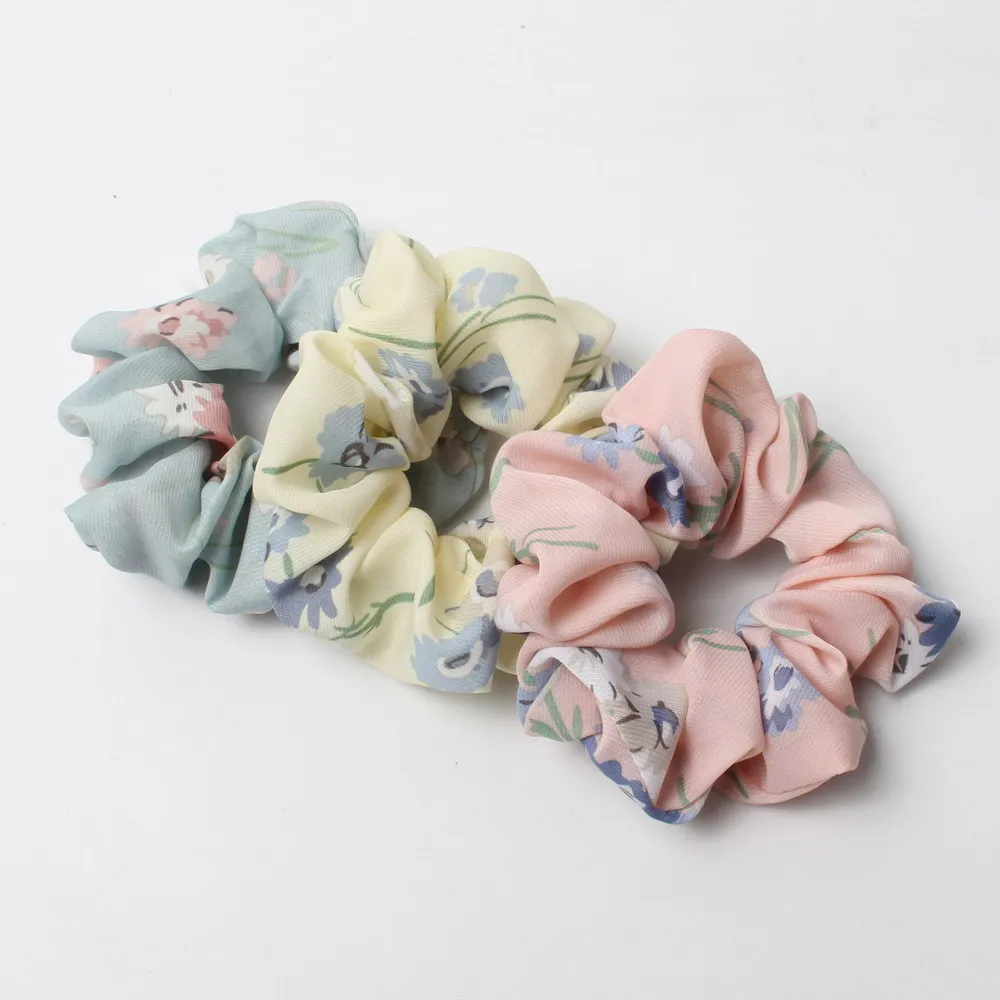 

3pcs/lot Print Floral Hair Scrunchies For Women Hair Accesories Thin Fabrics Hair Elastic Hair Bands For Girls