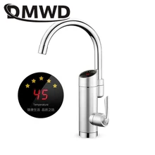DMWD Electric Kitchen Heater Tap Temperature Display Tankless Instantaneous Hot Water Heating Faucet Boiler Shower 3000W EU Plug